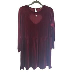 Entro Red Velvet Netting Heart Party Mini Dress Womens Large Party